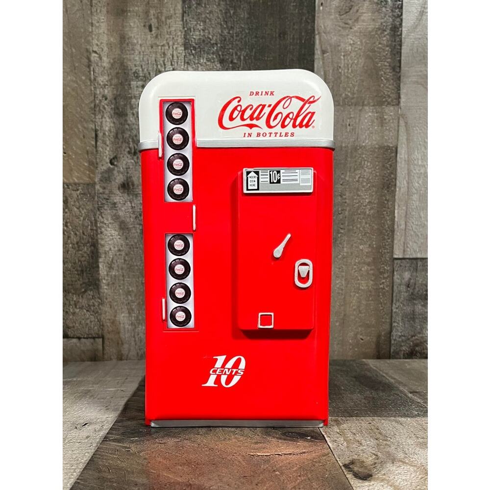 9 In. Coca Cola 1950's Style Molded Plastic Vending Machine Coin Bank No A1478